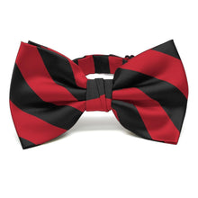 Load image into Gallery viewer, Red and Black Striped Bow Tie