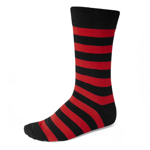 Men's red and black striped dress socks