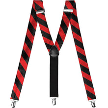 Load image into Gallery viewer, Pair of red and black striped suspenders