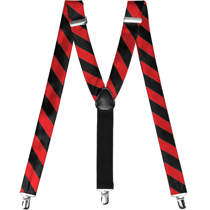 Pair of red and black striped suspenders