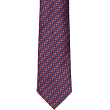 Load image into Gallery viewer, Front view of a red and blue small pattern tie