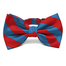 Load image into Gallery viewer, Red and Blue Striped Bow Tie