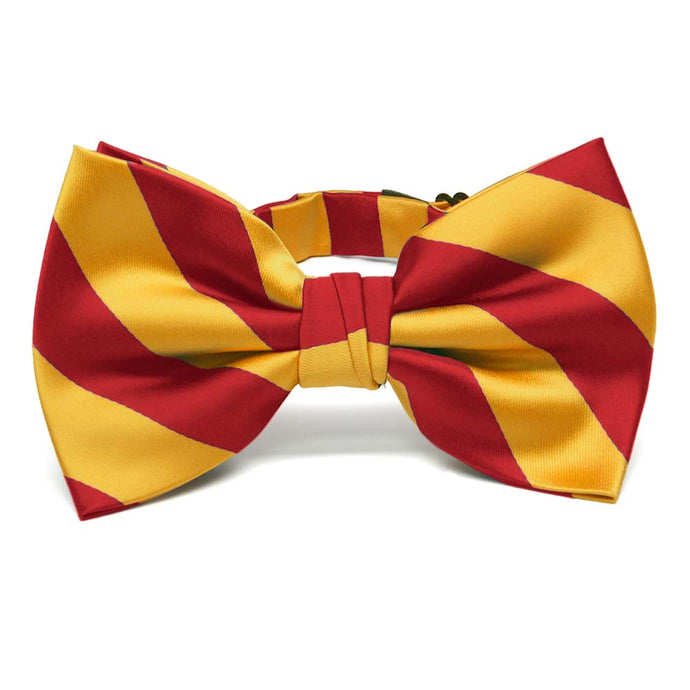 Red and Golden Yellow Striped Bow Tie