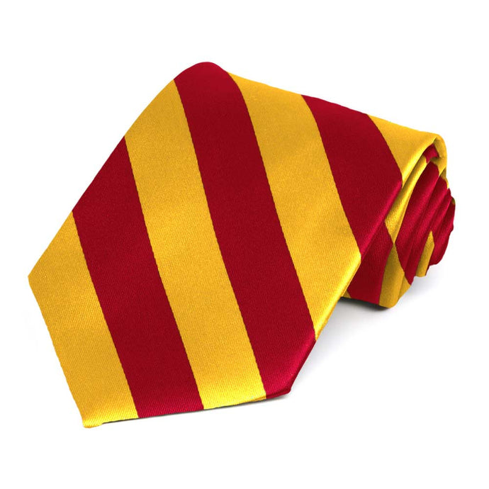 Red and Golden Yellow Extra Long Striped Tie