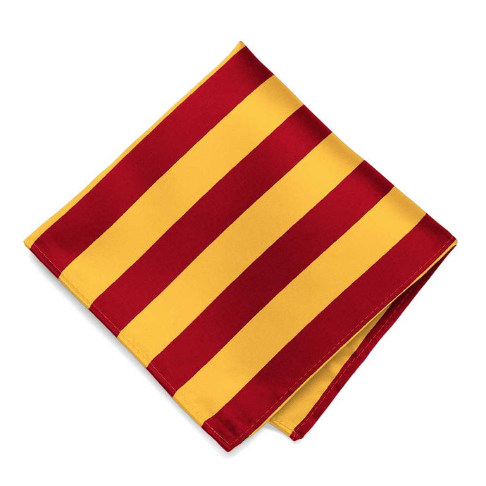Red and Golden Yellow Striped Pocket Square