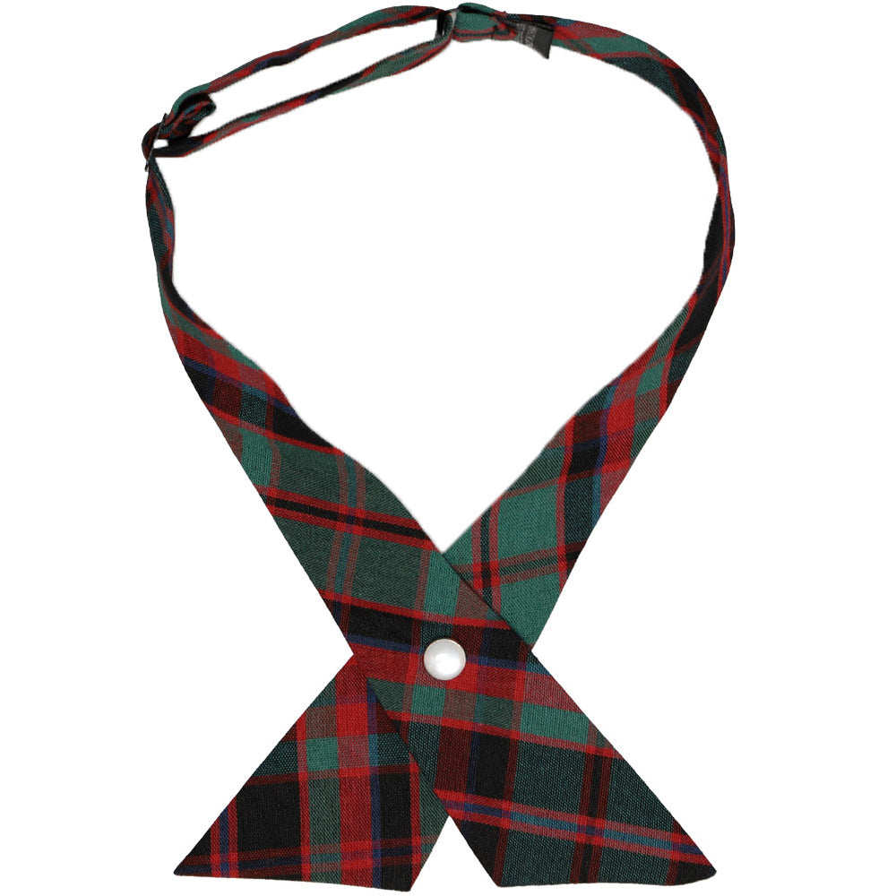 Red and green Christmas plaid crossover tie