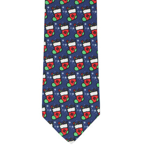 Front view of a Christmas stocking necktie