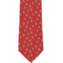 Load image into Gallery viewer, Front view of a red and green Christmas tree necktie