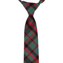 Load image into Gallery viewer, The knot and top of a red and green plaid pre-tied tie