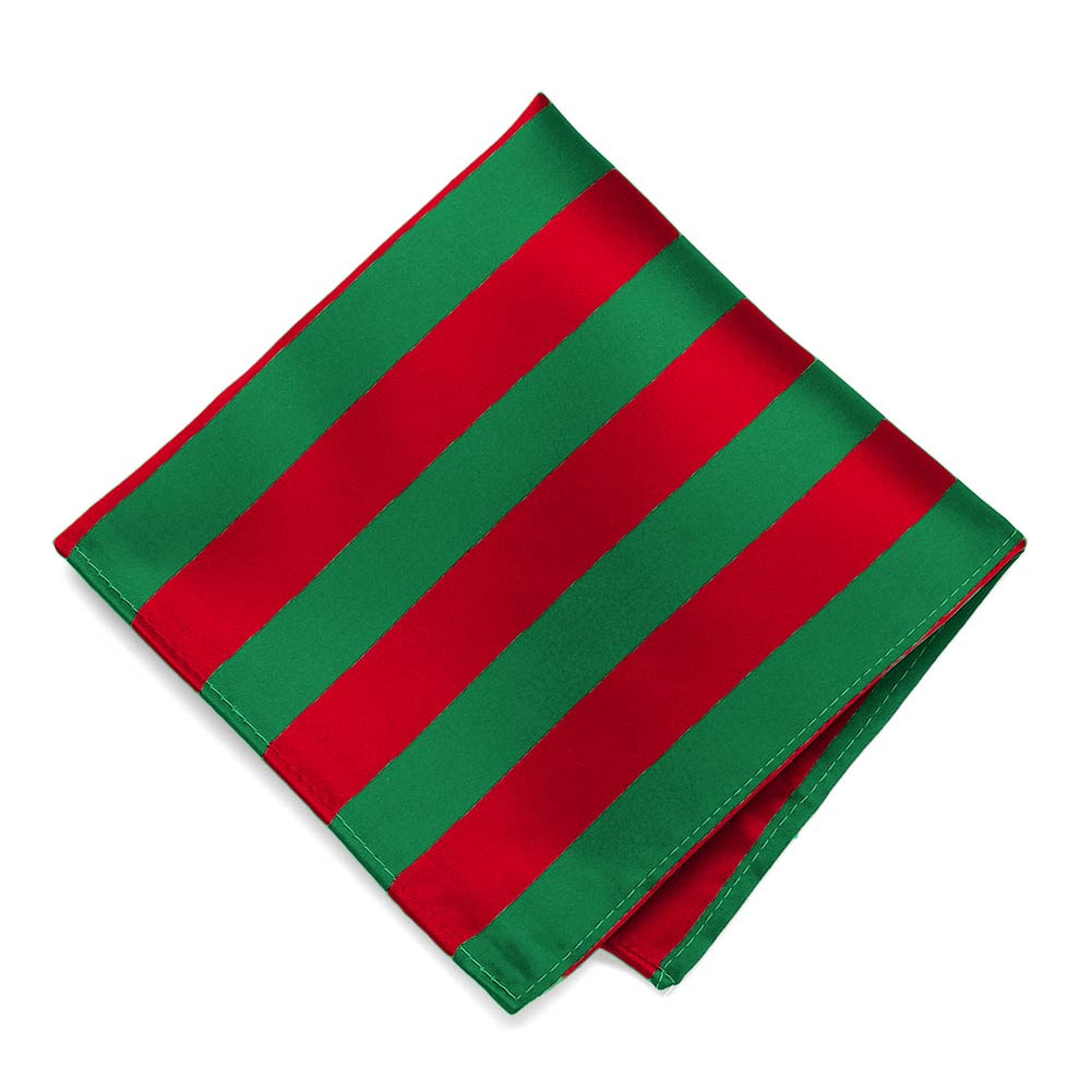 Red and Green Striped Pocket Square
