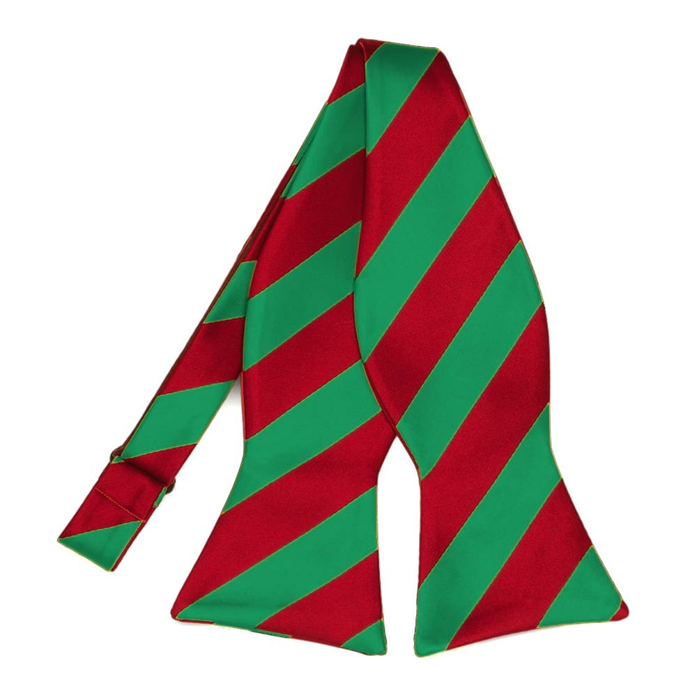 Red and Green Striped Self-Tie Bow Tie