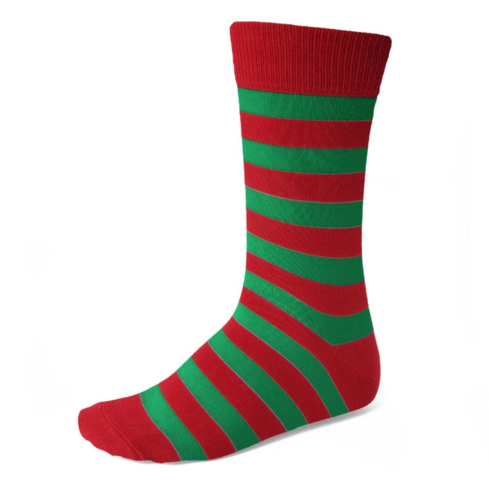 Men's red and green Christmas striped dress socks