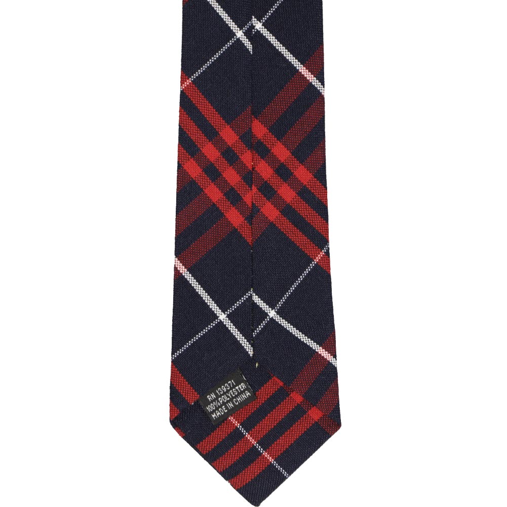 TieMart Red & Navy Blue Striped Tie - Formal Ribbed Satin Necktie (3" Width) - View #3