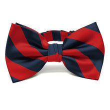 Load image into Gallery viewer, Red and Navy Blue Striped Bow Tie