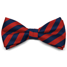 Load image into Gallery viewer, Red and Navy Blue Formal Striped Bow Tie