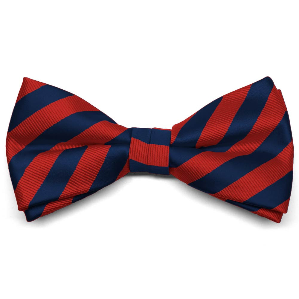 Red and Navy Blue Formal Striped Bow Tie