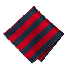 Load image into Gallery viewer, Red and Navy Blue Striped Pocket Square