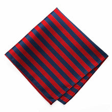 Load image into Gallery viewer, Red and Navy Blue Formal Striped Pocket Square