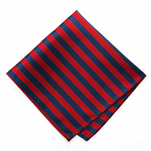 Red and Navy Blue Formal Striped Pocket Square