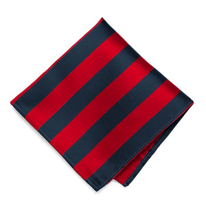 Red and Navy Blue Striped Pocket Square