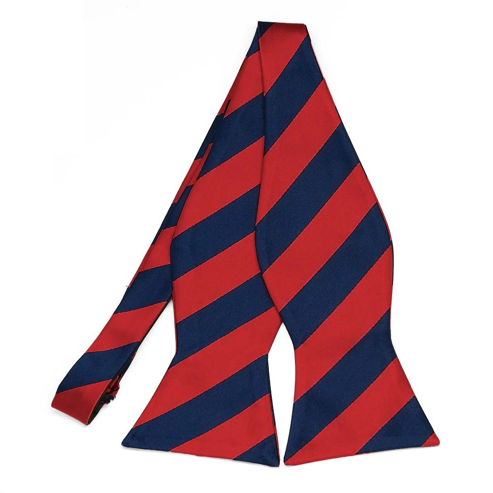 TieMart Red & Navy Blue Striped Tie - Formal Ribbed Satin Necktie (3" Width) - View #12