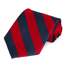Load image into Gallery viewer, Red and Navy Blue Striped Tie