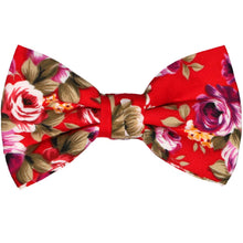 Load image into Gallery viewer, Red floral bow tie