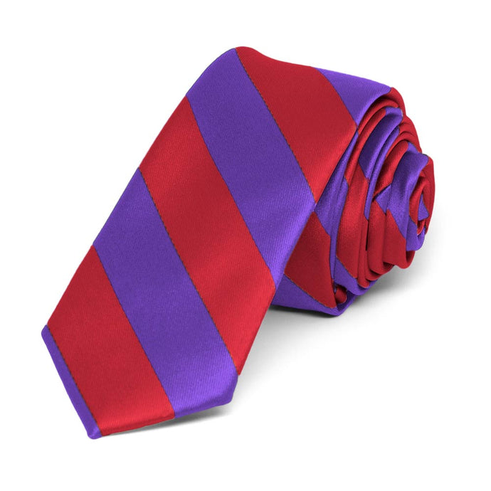 Red and Purple Striped Skinny Tie, 2