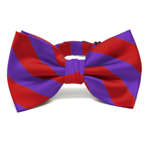 Red and Purple Striped Bow Tie