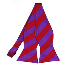 Load image into Gallery viewer, Red and Purple Striped Self-Tie Bow Tie