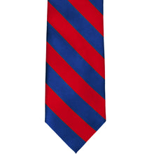 Load image into Gallery viewer, Front view red and royal blue striped tie