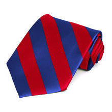 Load image into Gallery viewer, Red and Royal Blue Striped Tie