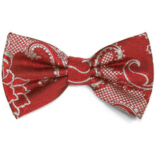 Load image into Gallery viewer, Red and Silver Kilburn Paisley Bow Tie