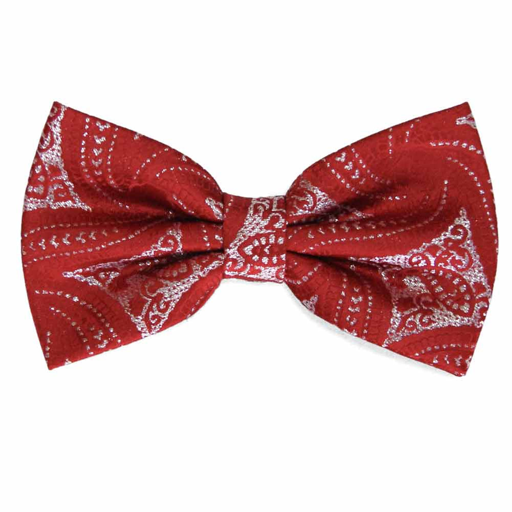 Red and Silver Chadwick Paisley Bow Tie