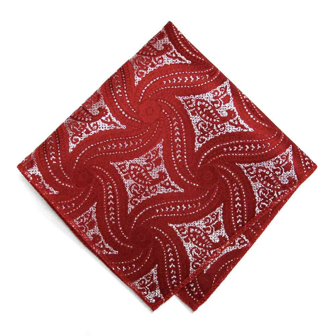 Red and Silver Chadwick Paisley Pocket Square