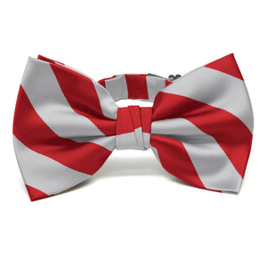 Red and Silver Striped Bow Tie