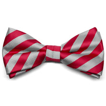 Load image into Gallery viewer, Red and Silver Formal Striped Bow Tie