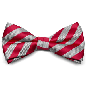 Red and Silver Formal Striped Bow Tie
