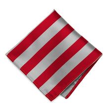 Load image into Gallery viewer, Red and Silver Striped Pocket Square