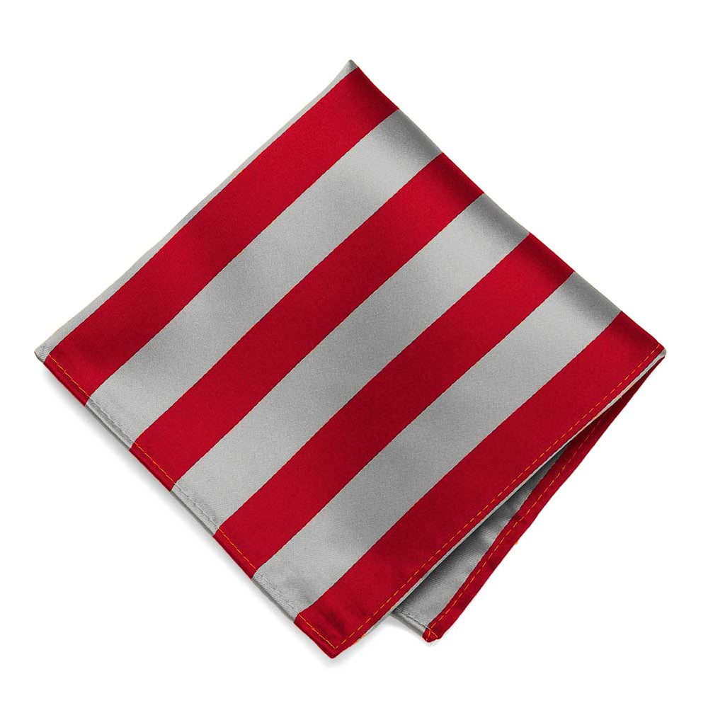 Red and Silver Striped Pocket Square