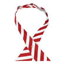 Load image into Gallery viewer, Red and White Striped Crossover Tie