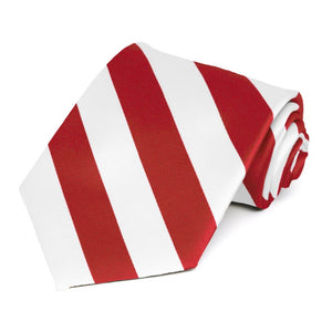 Red and White Extra Long Striped Tie