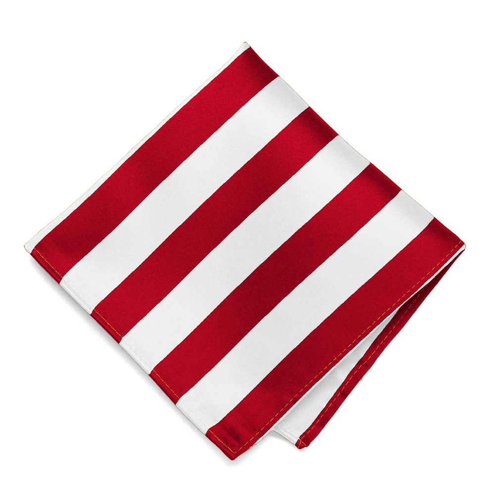 Red and White Striped Pocket Square