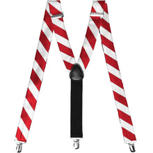 Load image into Gallery viewer, Pair of red and white striped suspenders