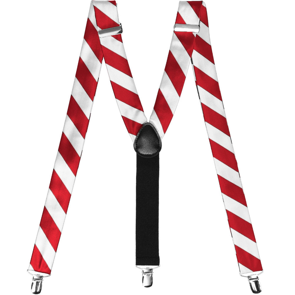 Pair of red and white striped suspenders