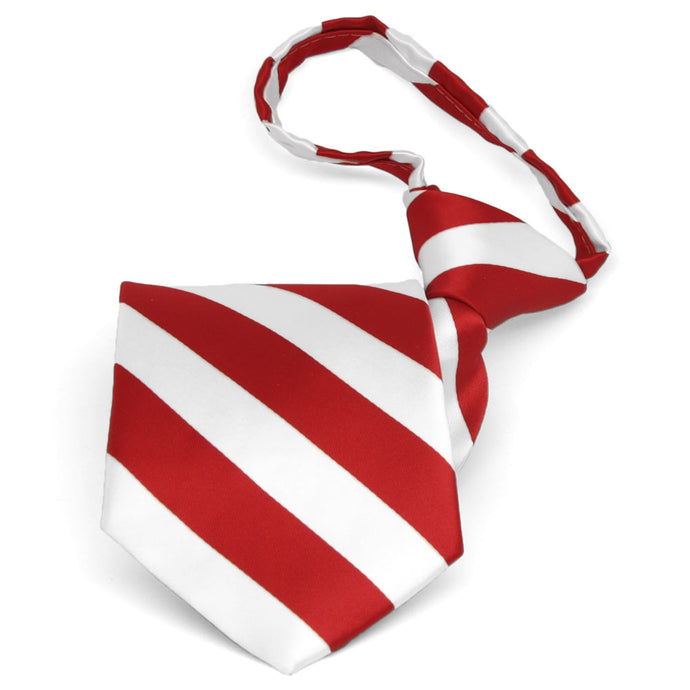 Pre-tied red and white striped zipper tie