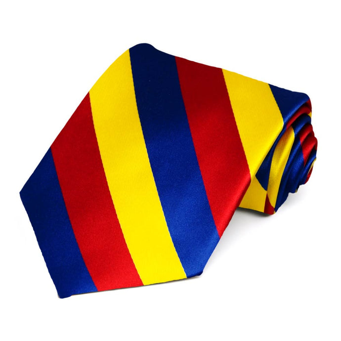 Red, Royal Blue and Yellow Striped Tie