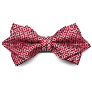 Red circle pattern diamond tip bow tie, front view