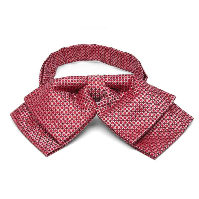 Red circle pattern floppy bow tie, front view