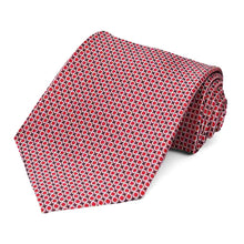 Load image into Gallery viewer, Red circle pattern necktie, rolled to show texture